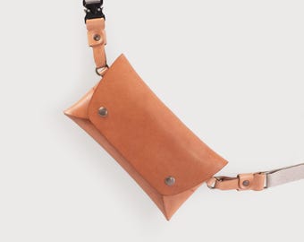 Cognac Leather Sling Bag: Italian Veg-Tan Crossbody Bumbag