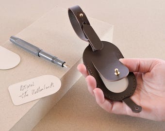 Green Italian Leather Luggage Tag: Monogrammed Travel Gift