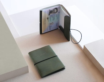 Personalized Green Leather Passport Holder: Slim Travel Cover, Veg-Tan Leather, Monogrammed