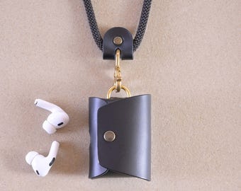 Case for Apple AirPods with Lanyard: Italian Veg-Tan Leather with Monogram