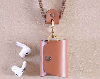 Handmade Leather Case for Apple AirPods: with Lanyard & Personalized Monogram