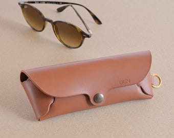 Monogram Leather Glasses Case with Lanyard: Italian Vegetable-Tanned Leather, Handmade