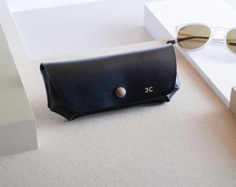 Italian Leather Glasses Case – Minimalist Sunglasses Holder, Personalized