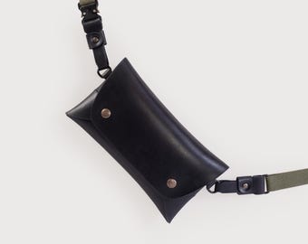 Black Leather Sling Bag: Italian Vegetable-Tanned Leather Crossbody
