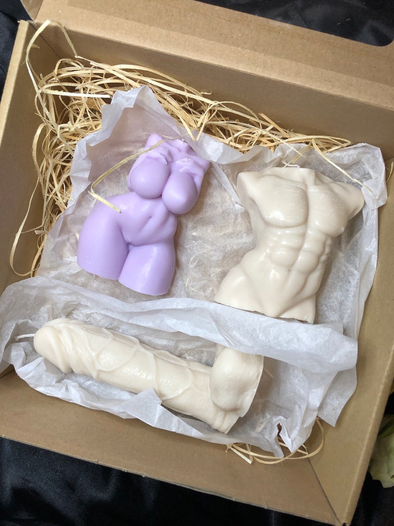 set of candles, male body, female body, handmade image 1