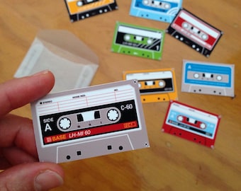 8 x autocollants pour cassette MINI **avec étiquettes vierges**, écrivez votre propre étiquette