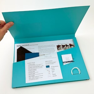 DIY Bookbinding Kit - miniature leatherbound books, including full instructions/templates/materials for making TWO books