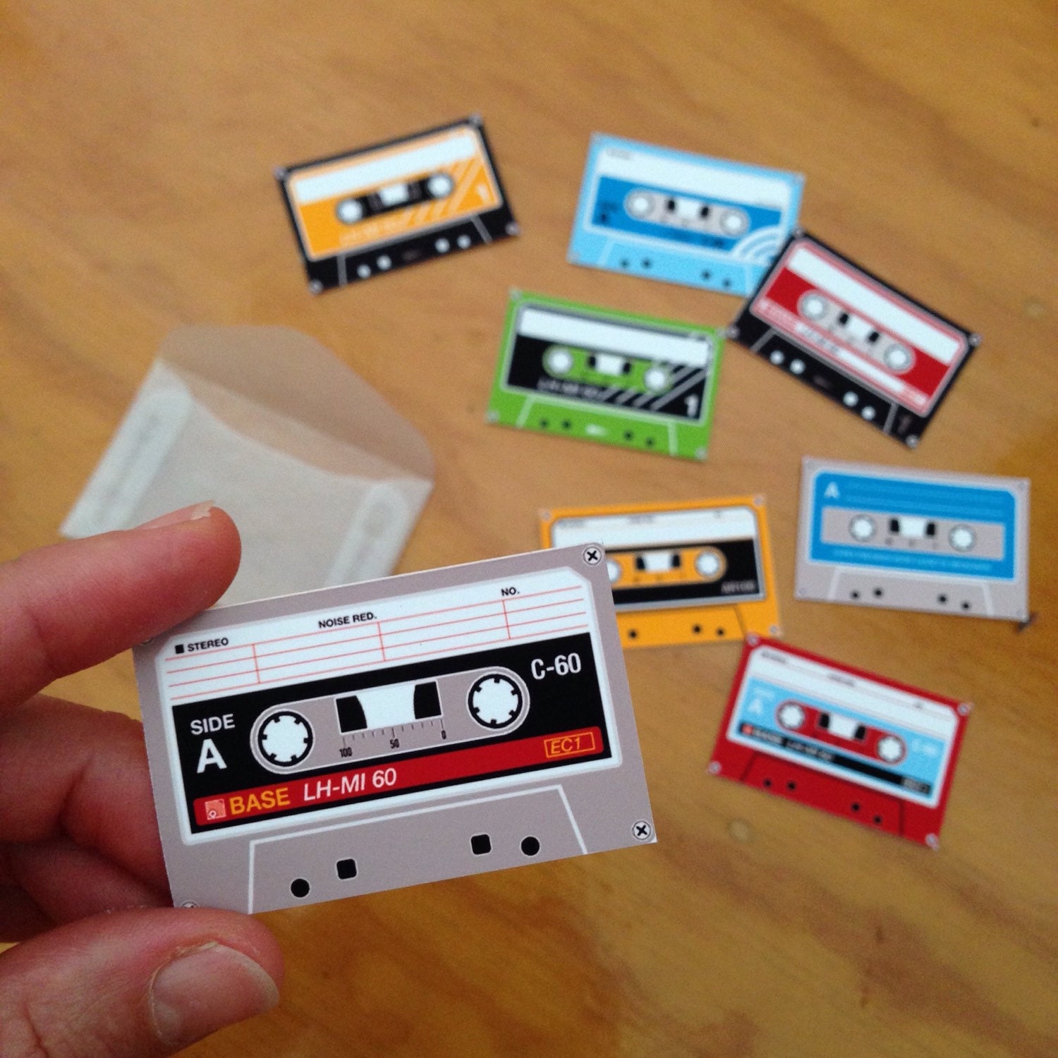 8 X MINI Cassette Tape Stickers **with Blank Labels**, Write Your