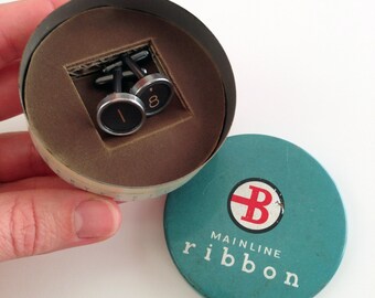 Black '1' and '8' keys - Typewriter-key cufflinks in a vintage tin - happy 18th birthday gift
