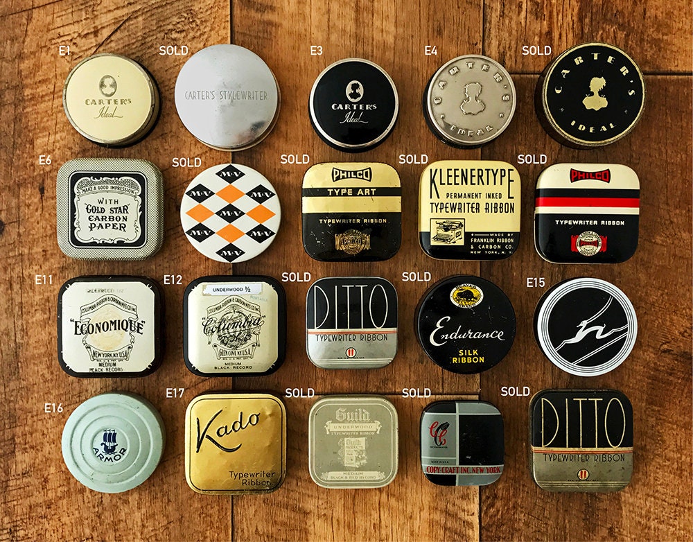 Vintage typewriter ribbon tins great for packaging Etsy