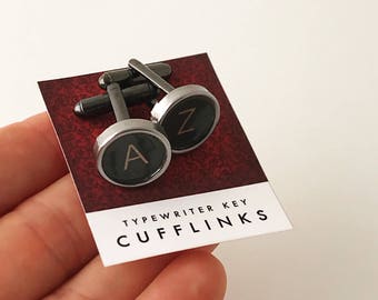 Set A+Z di gemelli vintage a forma di chiave di macchina da scrivere - oppure SCEGLI le tue lettere/numeri/simboli