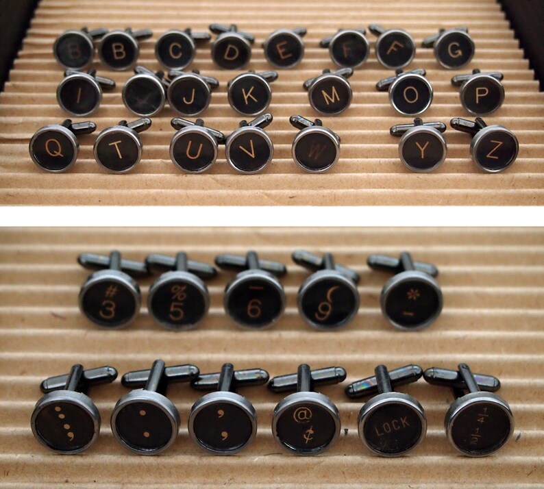 Custom Set of Vintage Typewriterkey Cufflinks CHOOSE YOUR Etsy