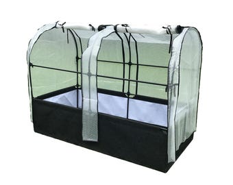 SIMPO 3-in-1 Garden System: Raised Fabric Bed + Greenhouse Cover + Protective Net (36”W x 72”L x 53”H