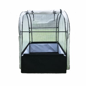 3-in-1 Garden System: Raised Fabric Bed + Greenhouse + Protective Net 44”W x 44”L x 61”H