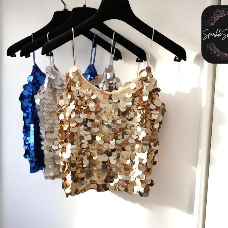 Sequin Trim Long Sleeve Crop Top main image 1