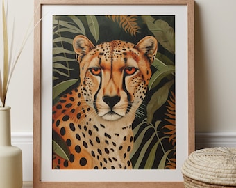 Cheetah Printable Art Deco 1920s Style Leopard Cheetah Gift Home Decor Jungle Big Cat Lover Gift Elegant Minimalistic Gallery Grade Print