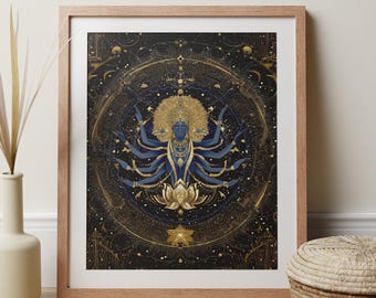 Kali Cosmic Mother Goddess Print, Hindu Wall Art, Spiritual Decor