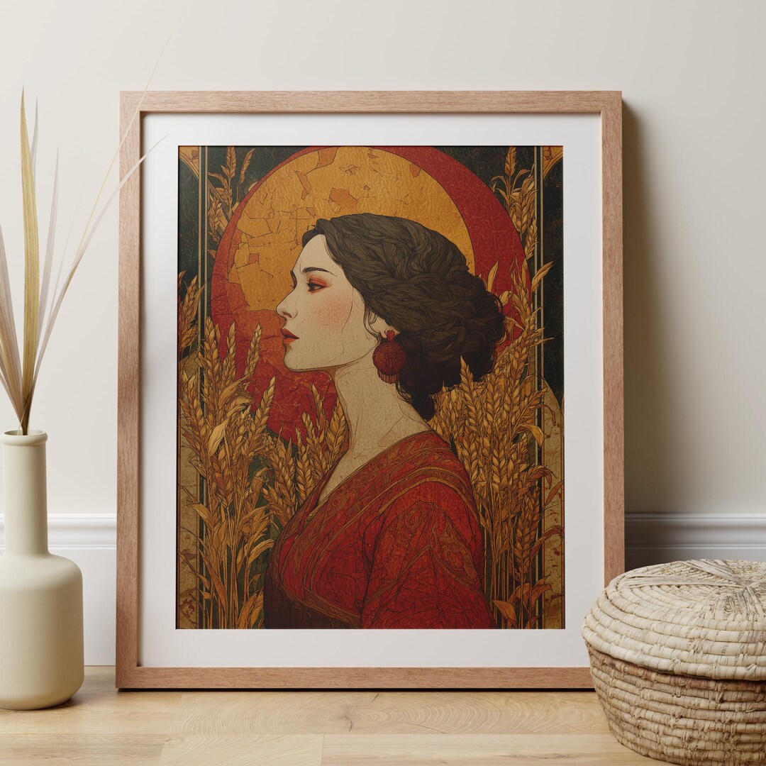 Demeter Goddess Art, Fall Harvest Wall Print, Greek Mythology Art Deco ...