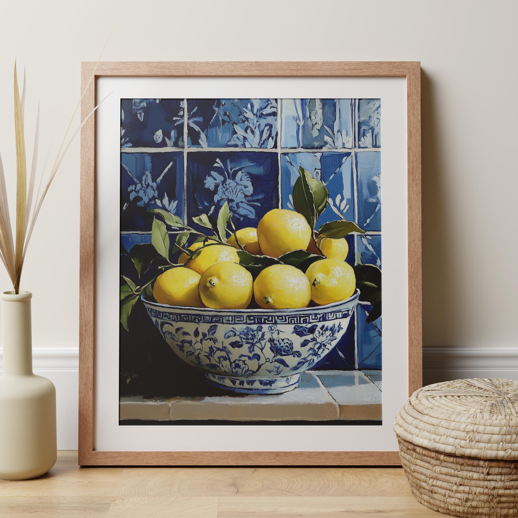Dining Room Wall Art TLESKE Chinoiserie Lemon Round Wall Art