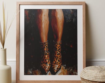 Leopard Print Fashion Boots Oil Painting Art Print