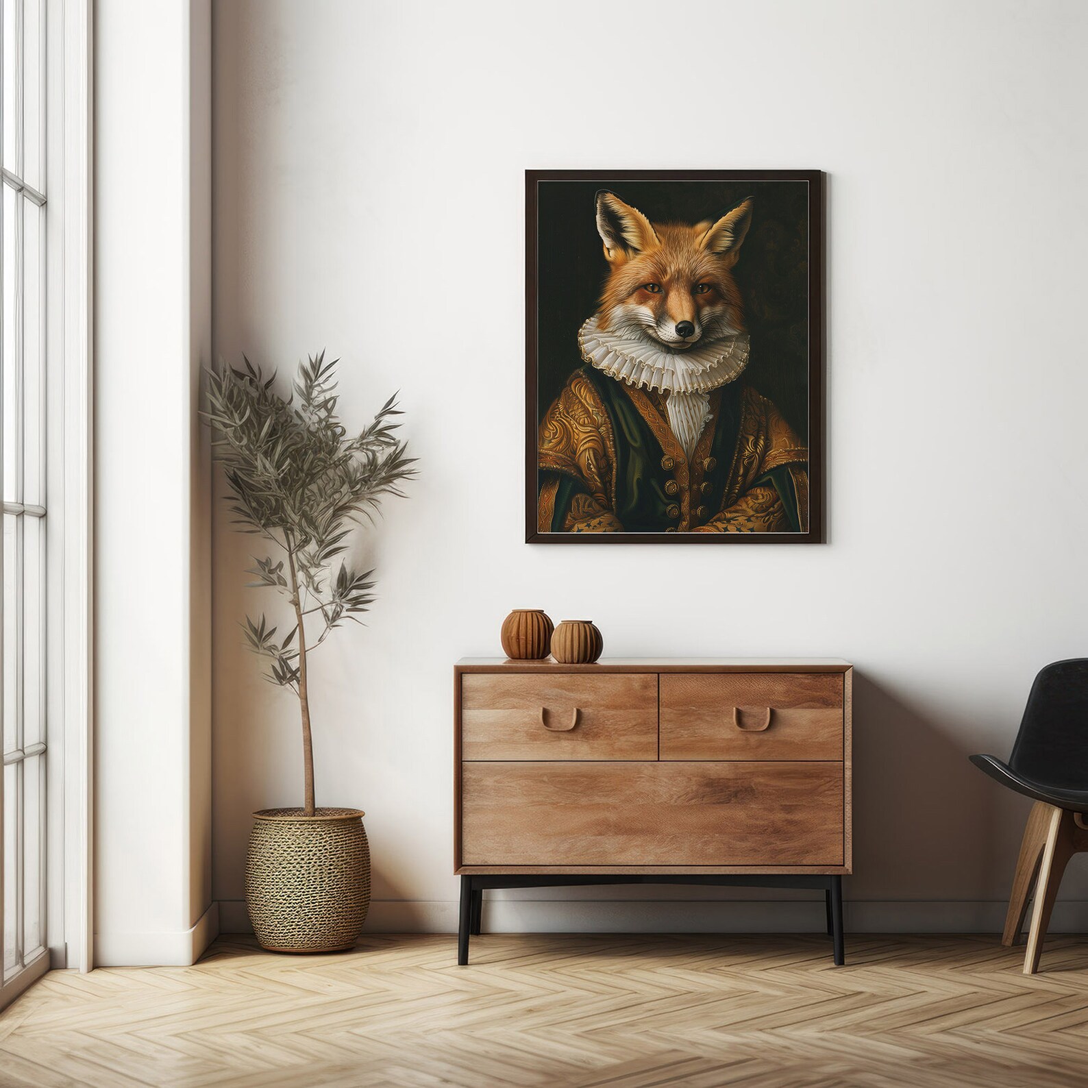 Fox Portrait Print Renaissance Style Whimsical Animal Art, Goth Home ...