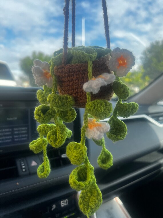 Mini Crocheted Plant charm for your car