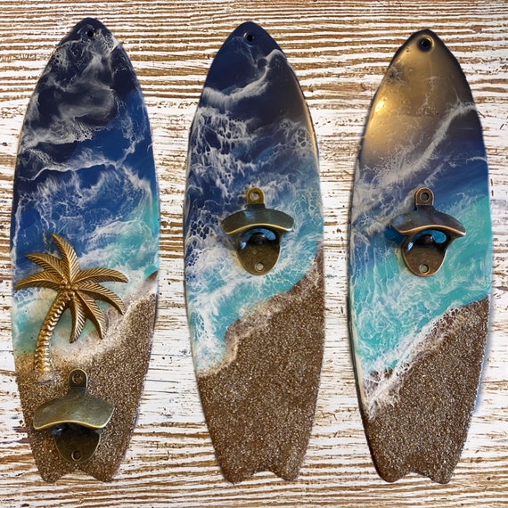 Wall Mounted Surf Board with optional bottle opener | Surf Decor | Beach House Decor | Tiki Bar