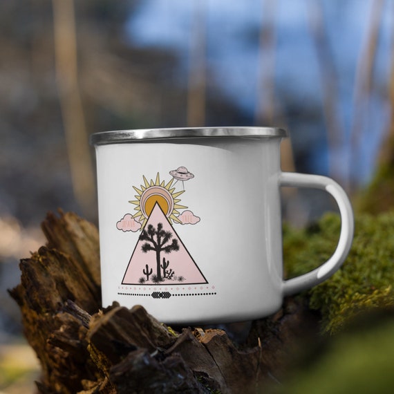 Joshua Tree Camper Enamel Mug-Pinks