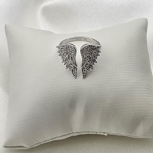 Luxury Sterling Silver Moissanite Angel Wing Ring image 1