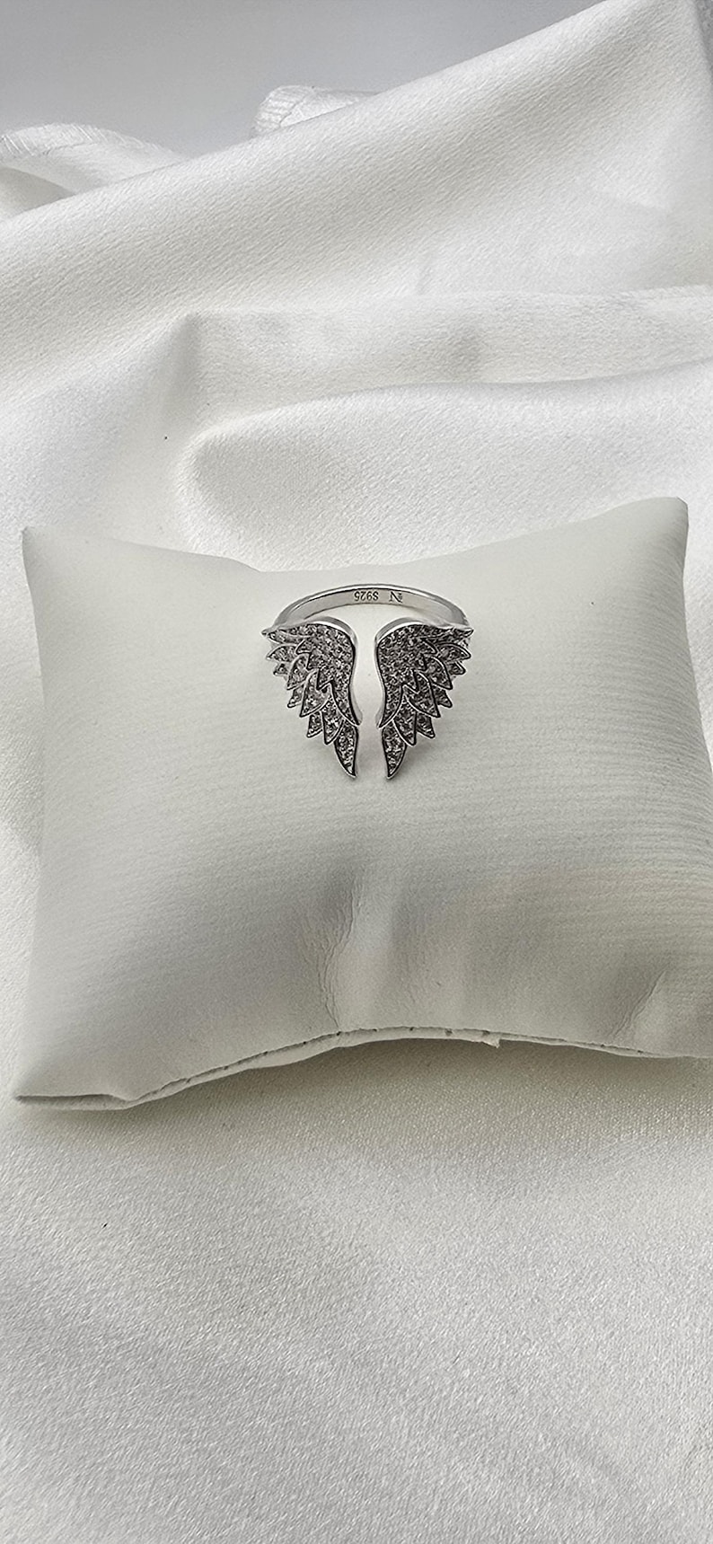 Luxury Sterling Silver Moissanite Angel Wing Ring image 1