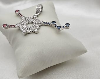 18k White Gold Over Sterling Silver 925 Moissanite Molecular Dopamine Pendant