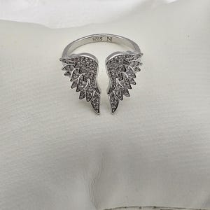 Luxury Sterling Silver Moissanite Angel Wing Ring image 2