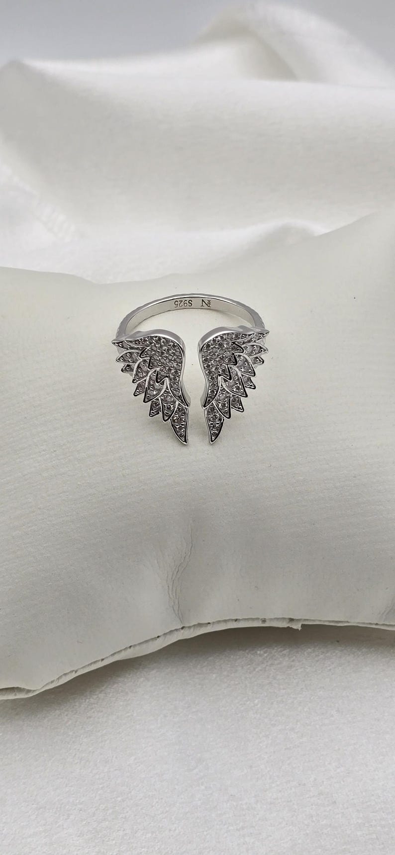 Luxury Sterling Silver Moissanite Angel Wing Ring image 2