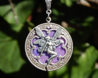 Faerie Dust- Antiqued Silver, Glitter, and Resin Pendant