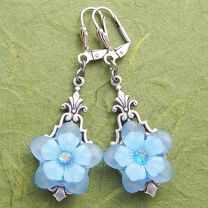 Blue Lucite Flower Earrings image 4