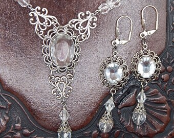 Clear Victorian Style Necklace Set