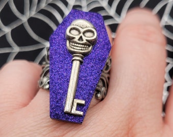 Skeleton Key Coffin Ring