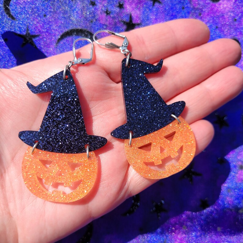 Pumpkin Witch Earrings image 2