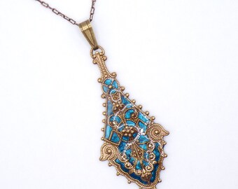 Teal Filigree Pendant