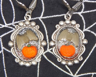 Bat and Pumpkin Halloween Earrings