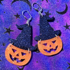 Pumpkin Witch Earrings image 1