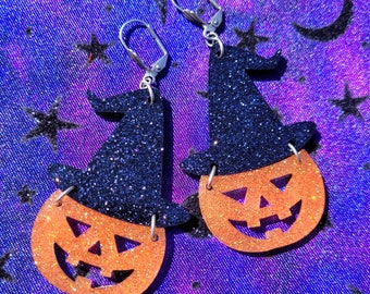 Pumpkin Witch Earrings