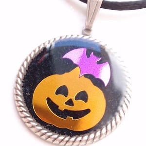 CLEARANCE Jack O Lantern Glitter, resin, confetti Pendant image 1