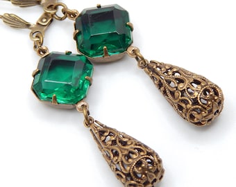 Emerald Drop Earrings (E142)