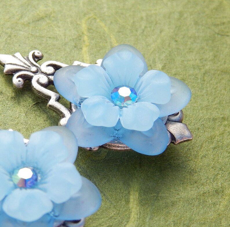 Blue Lucite Flower Earrings image 3
