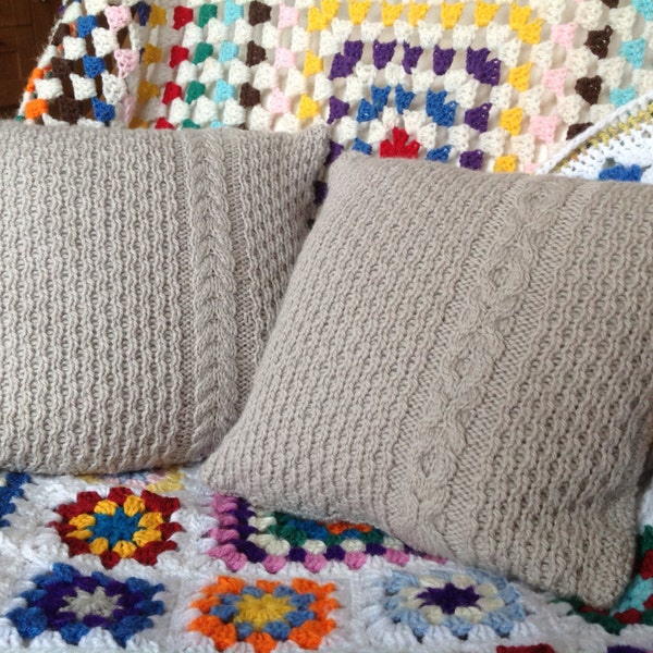 Weald Oak Cabled Cushions - Knitting Pattern PDF