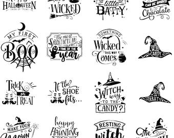 Paquete de imágenes SVG de Halloween / Imágenes prediseñadas de brujas, fantasmas y calabazas (descarga digital)