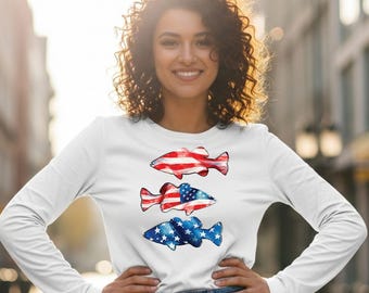 USA Bass Patriotic PNG | Boys 4th of July Fishing Shirt Design (Digital Download)