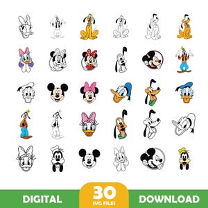 Mickeyy and Friends Face Svg Png Bundle, Family Vacation Svg, Cricut, Silhouette, Customized Svg, Instant Download, Cut File, Sublimation