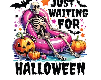Funny Halloween Skeleton PNG, Spooky Summer Sublimation Design (Digital Download)